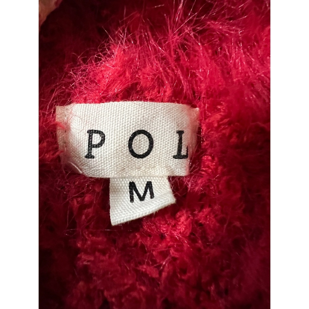 POL Womens Red Eyelash Knit Fuzzy Hoodie Floral Trim Oversized Sweater YST752 M - Picture 3 of 10